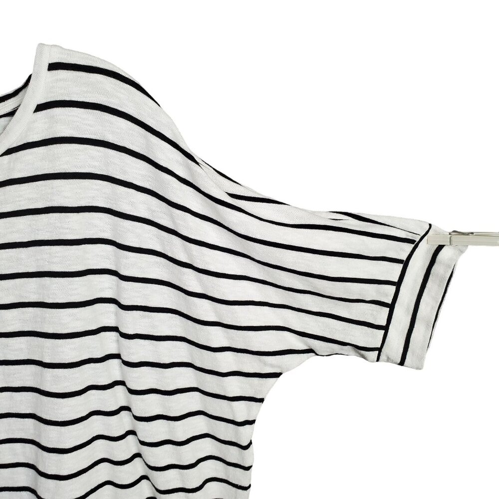 Chicos 3 Size XL Shirt Nautical Stripe Banded Kimono Half Sleeve Relaxed Knit - Picture 7 of 8